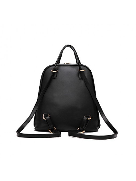 Women PU Duffel Backpack-Black