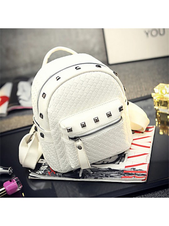 Women PU Bucket Backpack-White / Beige / Gold / Silver / Black