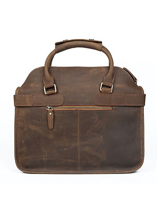 Unisex Cowhide Casual / Outdoor / Office & Career / Shopping Shoulder Bag / Casual Vintage / Laptop Bag - Brown