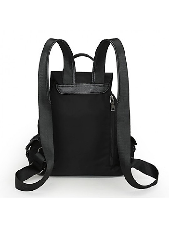 Women Nylon Bucket Backpack / School Bag / Travel Bag-Black