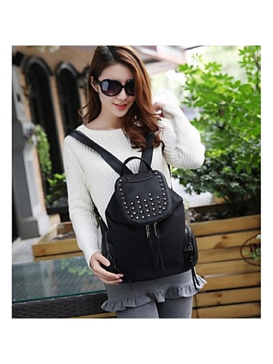 Women PU Bucket Backpack-Black