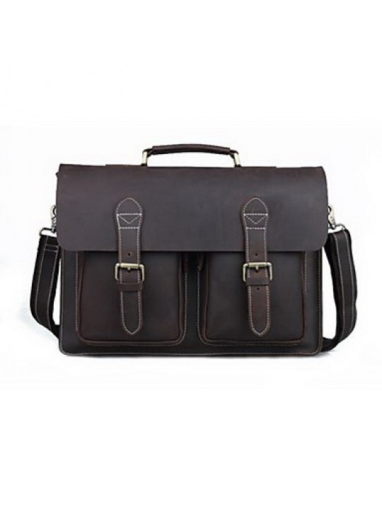 Men Cowhide Formal Shoulder Bag - Gray