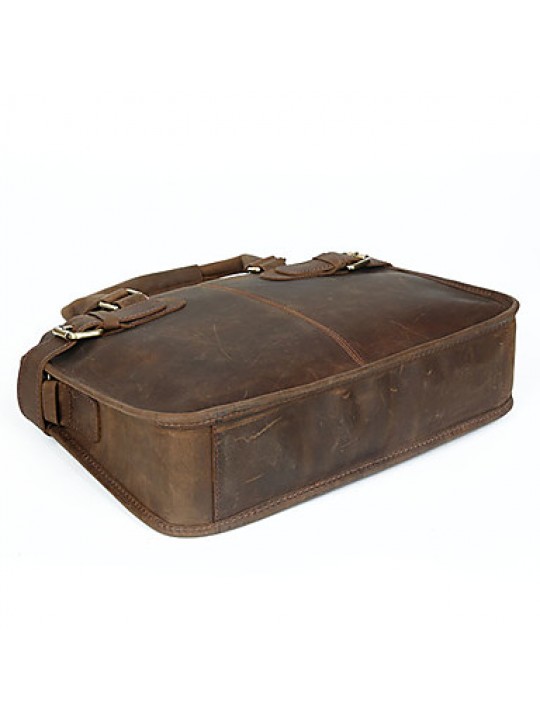 Unisex Cowhide Casual / Outdoor / Office & Career / Shopping Shoulder Bag / Casual Vintage / Laptop Bag - Brown