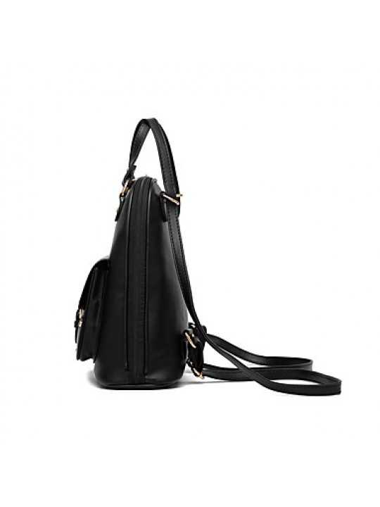 Women PU Duffel Backpack-Black