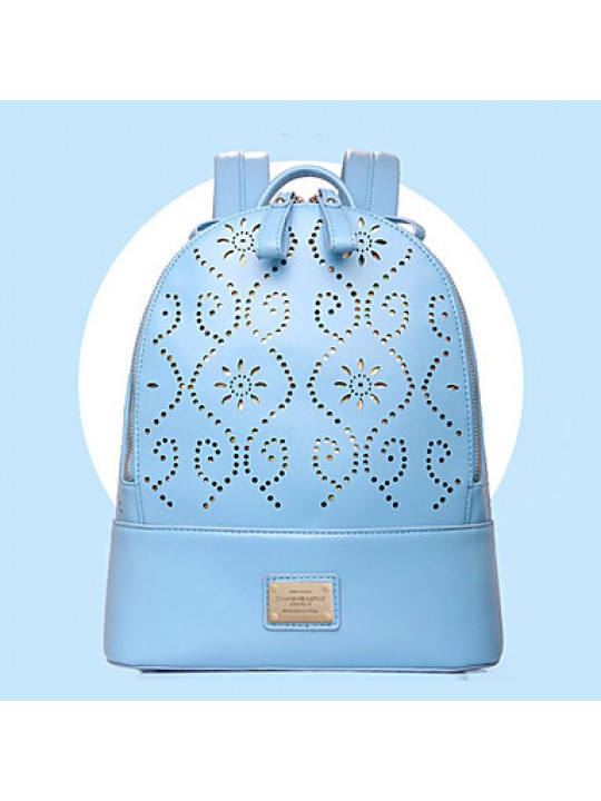 Women PU Bucket Backpack / Sports & Leisure Bag / School Bag / Travel Bag - White / Blue / Black