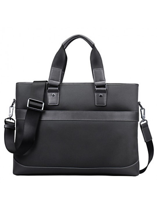 Men Briefcase Top Grade Genuine Leather and Oxford Cloth Business Handbag Vintage First Layer Cowhide Tote Bag