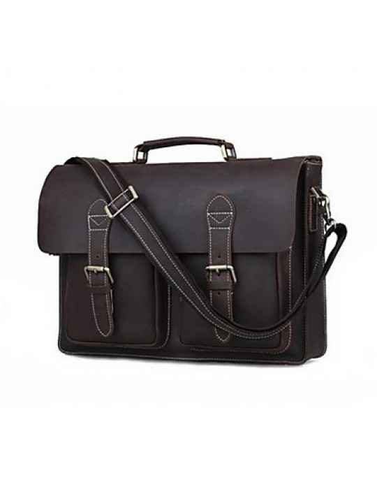 Men Cowhide Formal Shoulder Bag - Gray