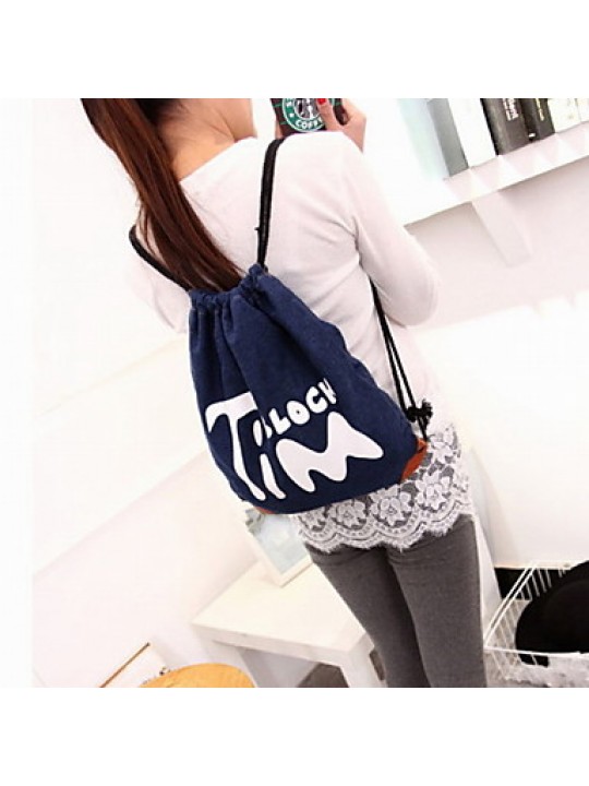 Fashion Women Jean Print Bucket Backpack Shopping/Sports/Casual/Outdoor