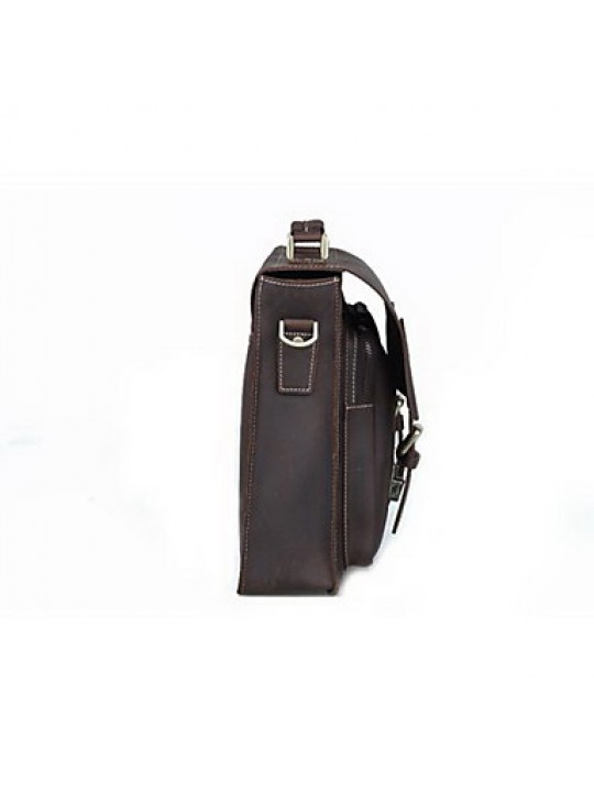 Men Cowhide Formal Shoulder Bag - Gray