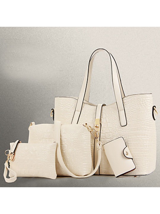 Women PU Barrel Shoulder Bag / Tote - White / Blue / Brown / Black / Burgundy