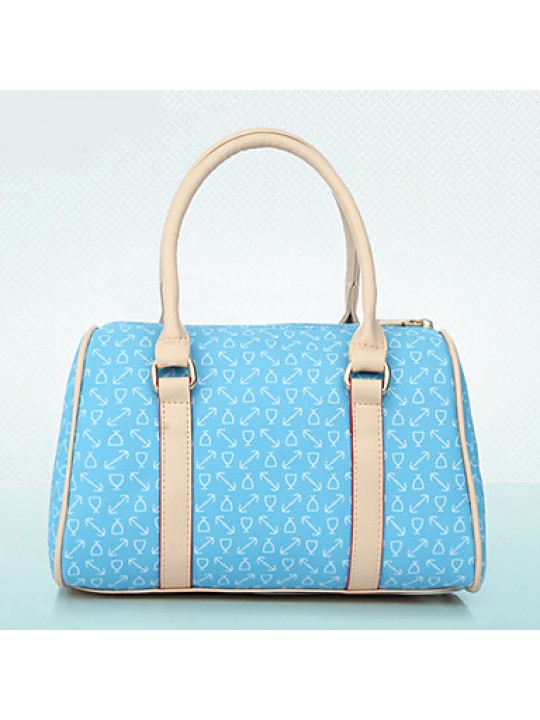 Women PU Barrel Shoulder Bag / Tote - White / Pink / Blue / Brown