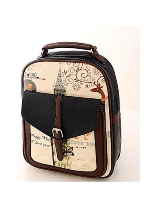 Women PU Bucket Backpack - White / Brown / Black / Khaki