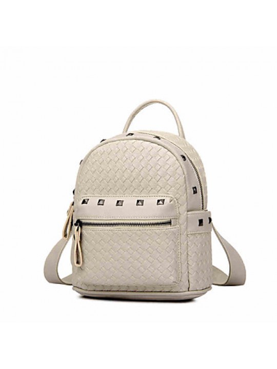 Women PU Bucket Backpack-White / Beige / Gold / Silver / Black