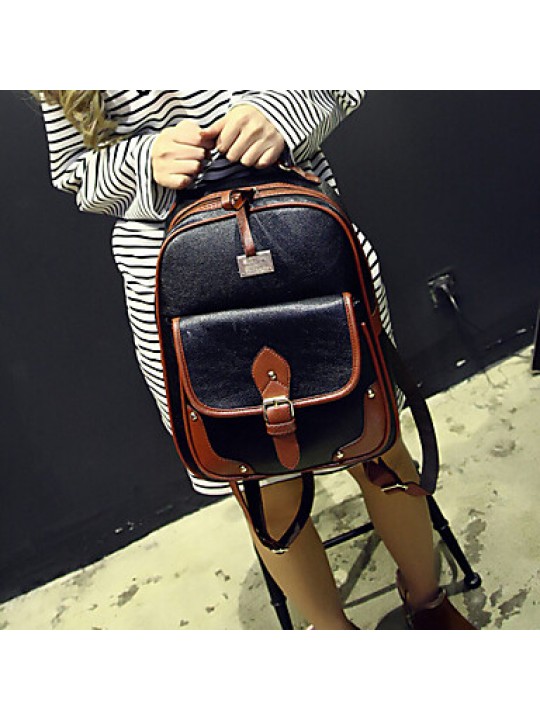 Women 's PU Backpack/School Bag - White/Brown/Black