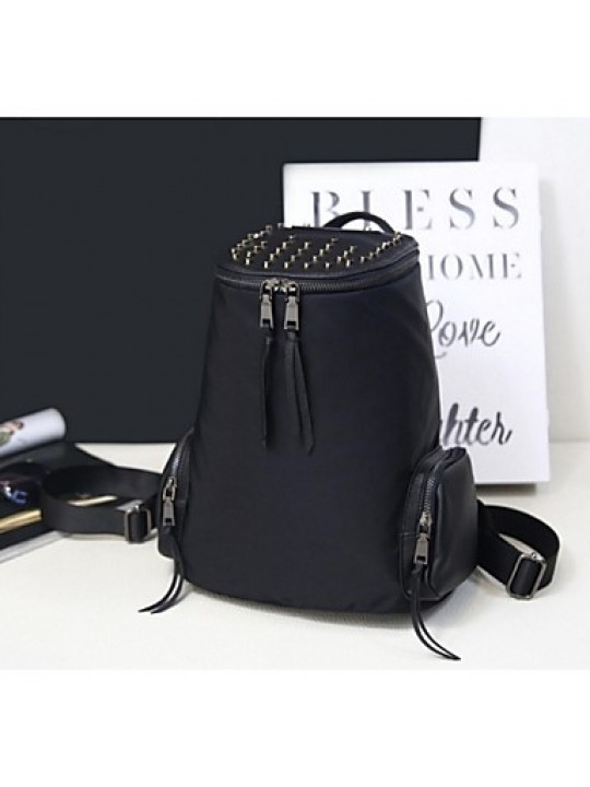 Women PU Bucket Backpack-Black