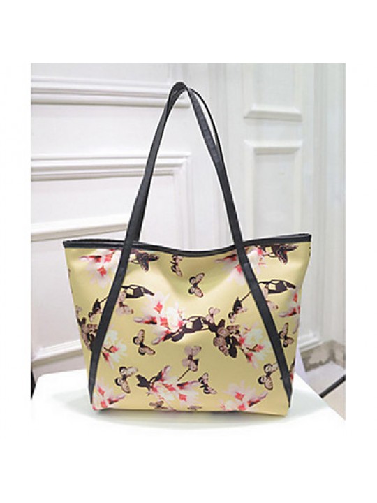 Women PU Shopper Tote - White / Pink / Blue / Yellow / Black