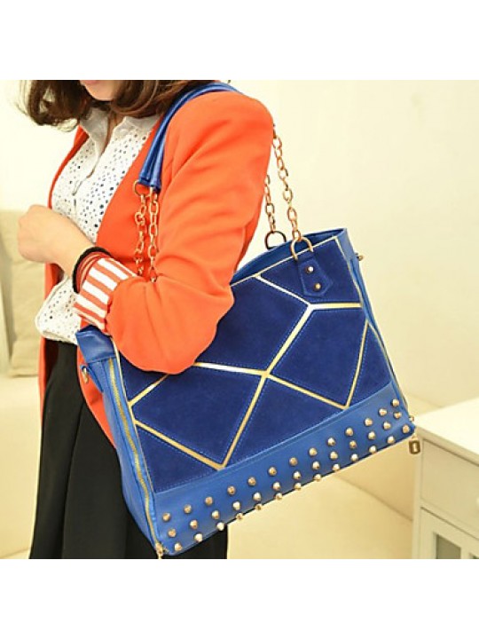 Women-Casual / Office & Career / Shopping-PU-Tote-Blue / Red / Black