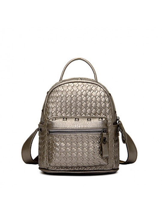 Women PU Bucket Backpack-White / Beige / Gold / Silver / Black