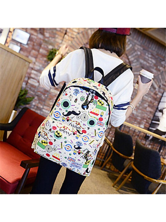 Women Canvas Baguette Backpack - Multi-color