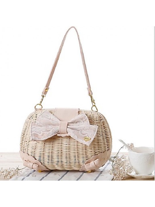 Women-Casual-Straw-Tote-White / Brown