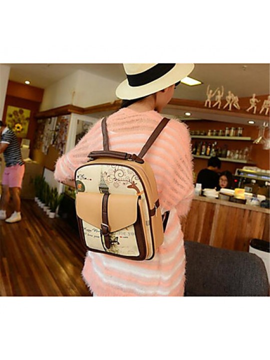 Women PU Bucket Backpack - White / Brown / Black / Khaki