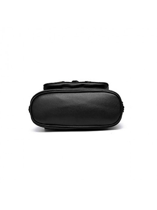 Women PU Duffel Backpack-Black