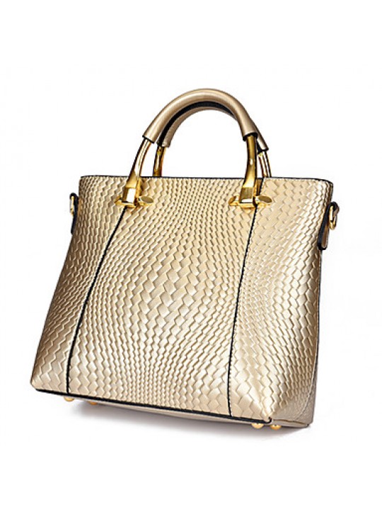 Women PU Barrel Shoulder Bag / Tote - Beige / Gold / Black