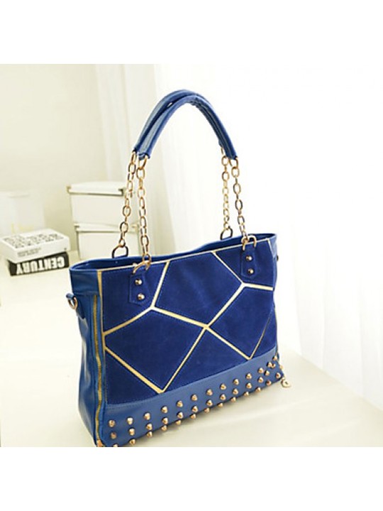 Women-Casual / Office & Career / Shopping-PU-Tote-Blue / Red / Black