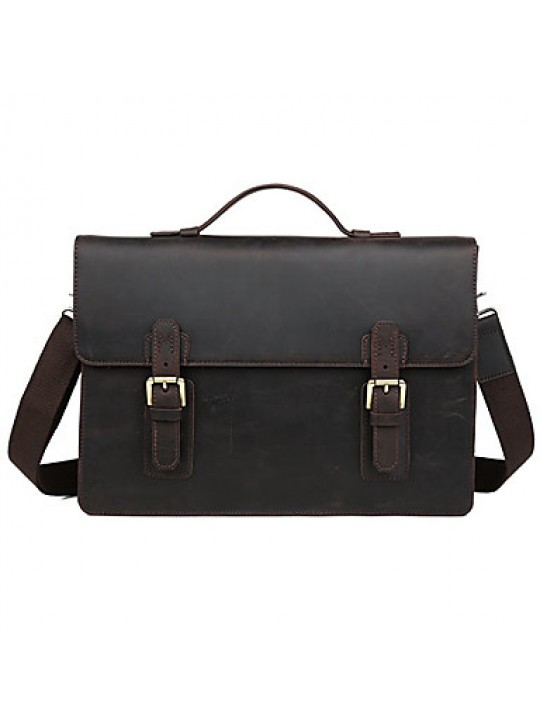 Men Cowhide Formal / Casual / Office & Career Shoulder Bag / Tote / Laptop Bag - Brown