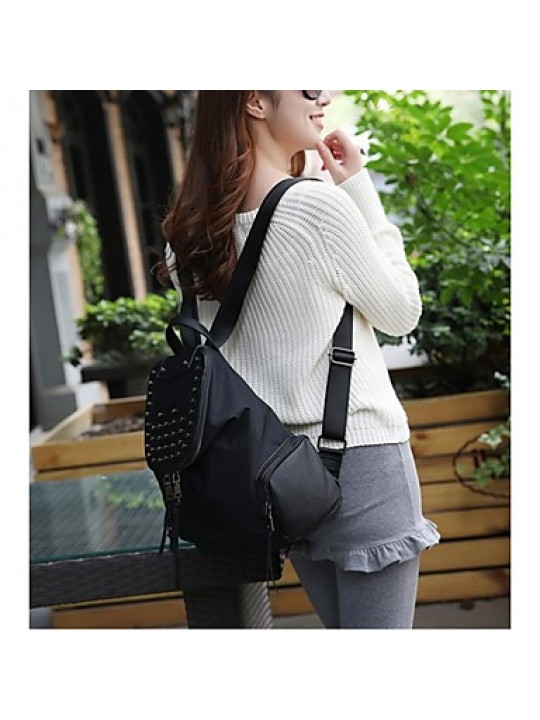 Women PU Bucket Backpack-Black